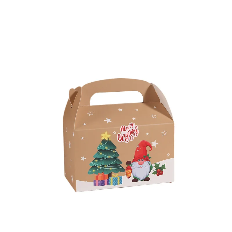 12/24 Stück Kraftpapier Weihnachtsgeschenkbox mit Griff Eve Apple Favor Geschenkverpackung Boxen Neujahr Frohe Weihnachten Partyzubehör – Detail 9