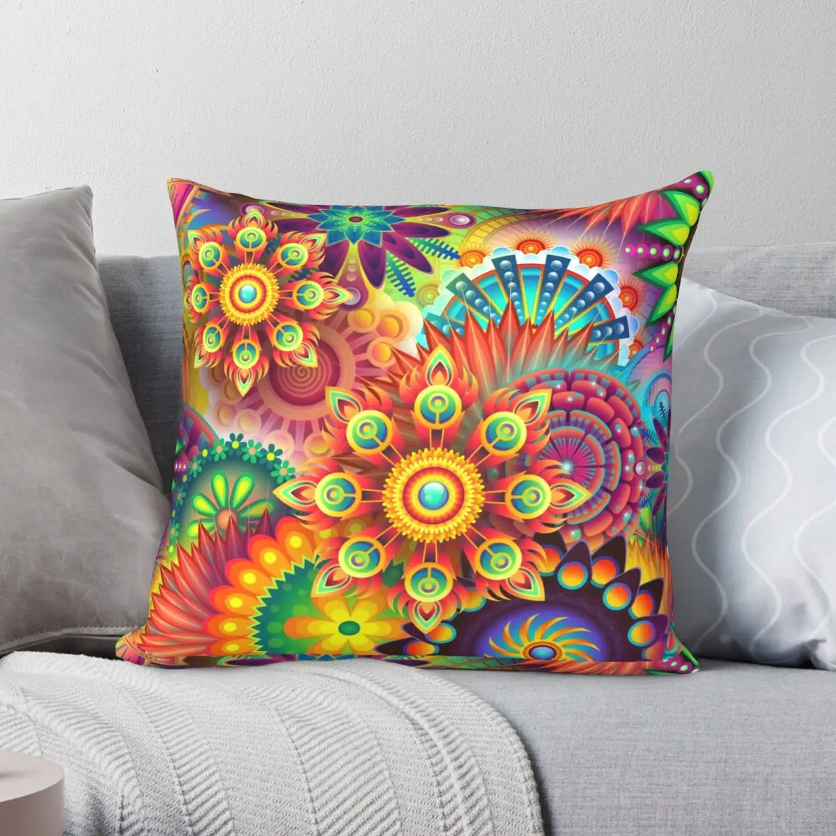 

Colorful Abstract Square Pillowcase Polyester Linen Velvet Pattern Zip Decor Throw Pillow Case Home Cushion Cover