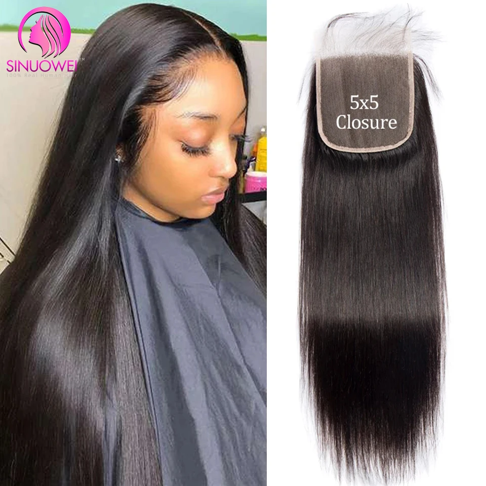 Transparent 5X5 Lace Closure Human Hair With Baby Hair Remy Brazilian Body Wave Swiss Lace Closure Preplucked Natural Hairline