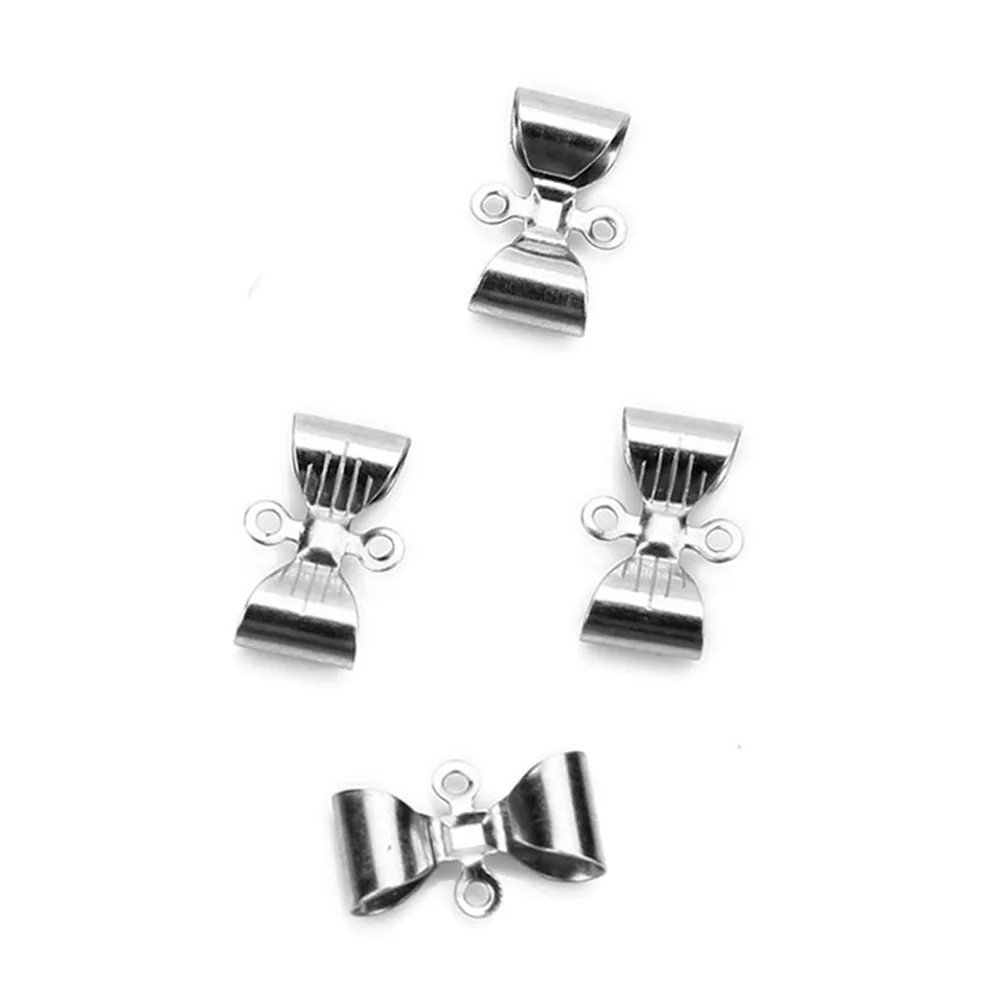 

50pcs Stainless Steel Pendant DIY Bowknot Jewelry Clasps for Necklace Bracelet Pendants Delicate Design Durable Material Shine