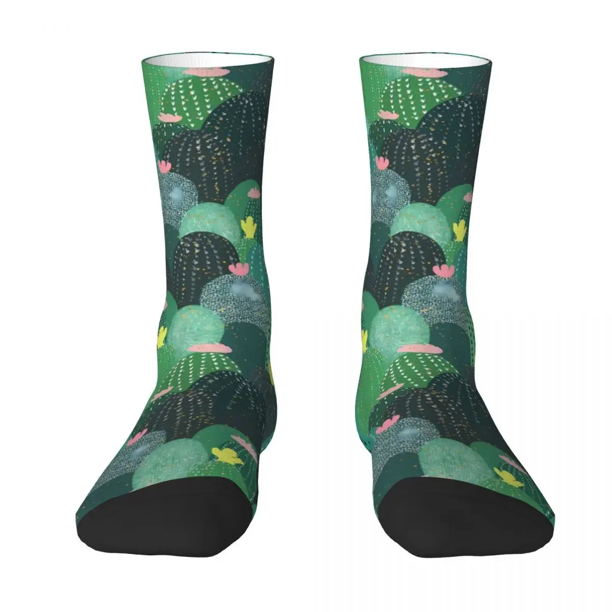 Cute Plant Socks Green Cactus Modern Stockings Winter Anti Sweat Unisex  Soft Design Cycling 