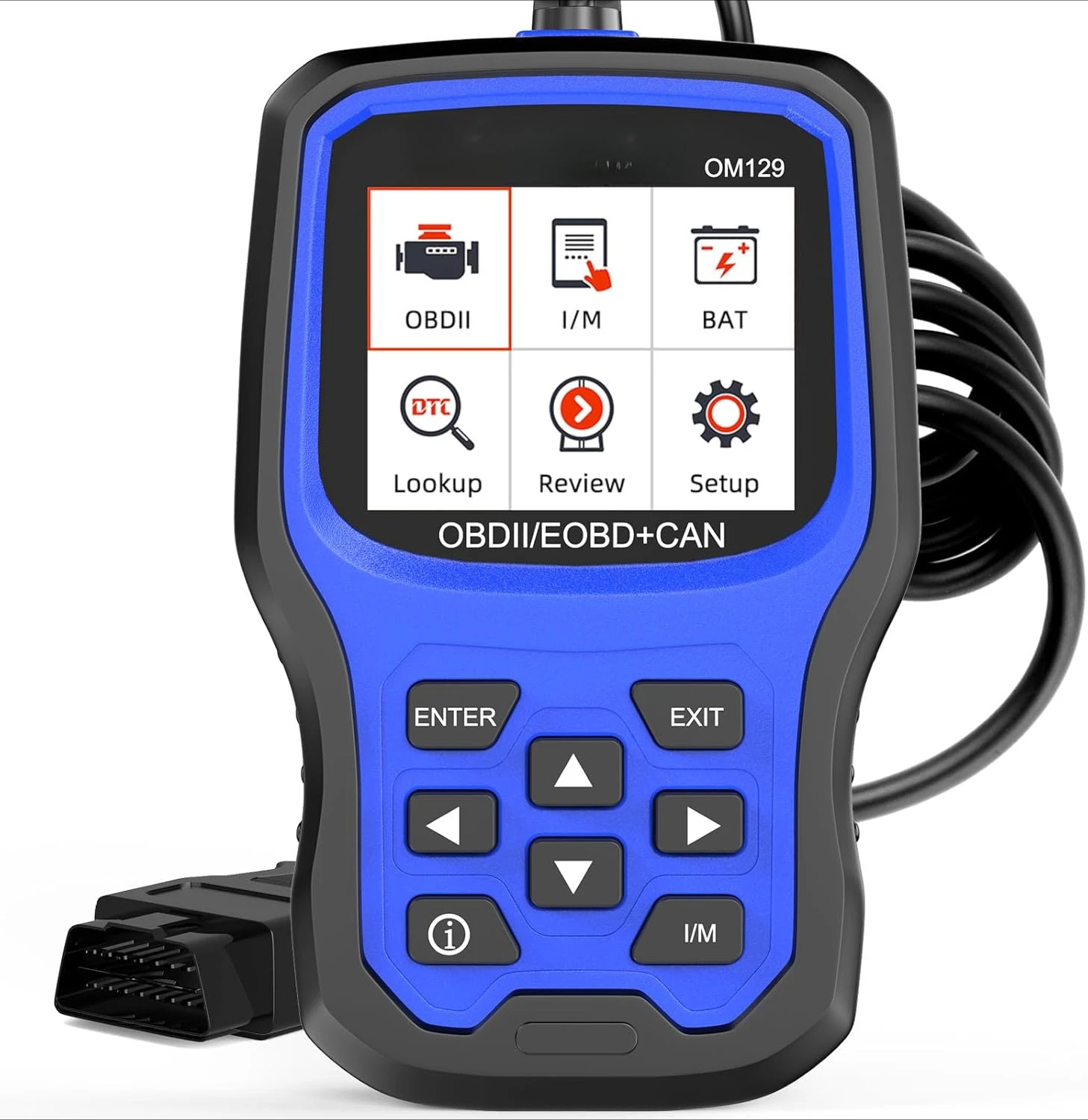 

Сканер OBD2 OM129P, считыватель кодов ошибок двигателя с данными в реальном времени, автомобильный сканер, проверка на соответствие нормам выбросов и тестирование 12-вольтовой батареи.