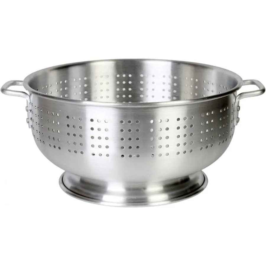 

16 Quart Aluminum Heavy Duty Colander with Handles and Stable Base - Pasta Spaghetti Berry Fruit Vegetable Kitchen Food Strainer