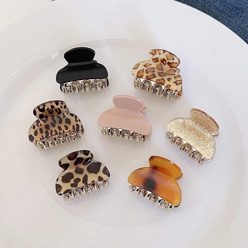 3 teile/satz Haar Klaue Clips Kleine Größe Leopard Print Acryl Shark Clip Einfache Elegante Haarnadel Haar Clips Frauen Haar Zubehör – Detail 2