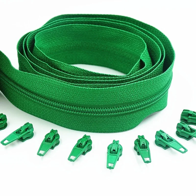 3#10 Meters Zipper By The Yard Nylon Coil Zippers with 20pcs Zipper Slider for Purses, Bags and Other Sewing Projects