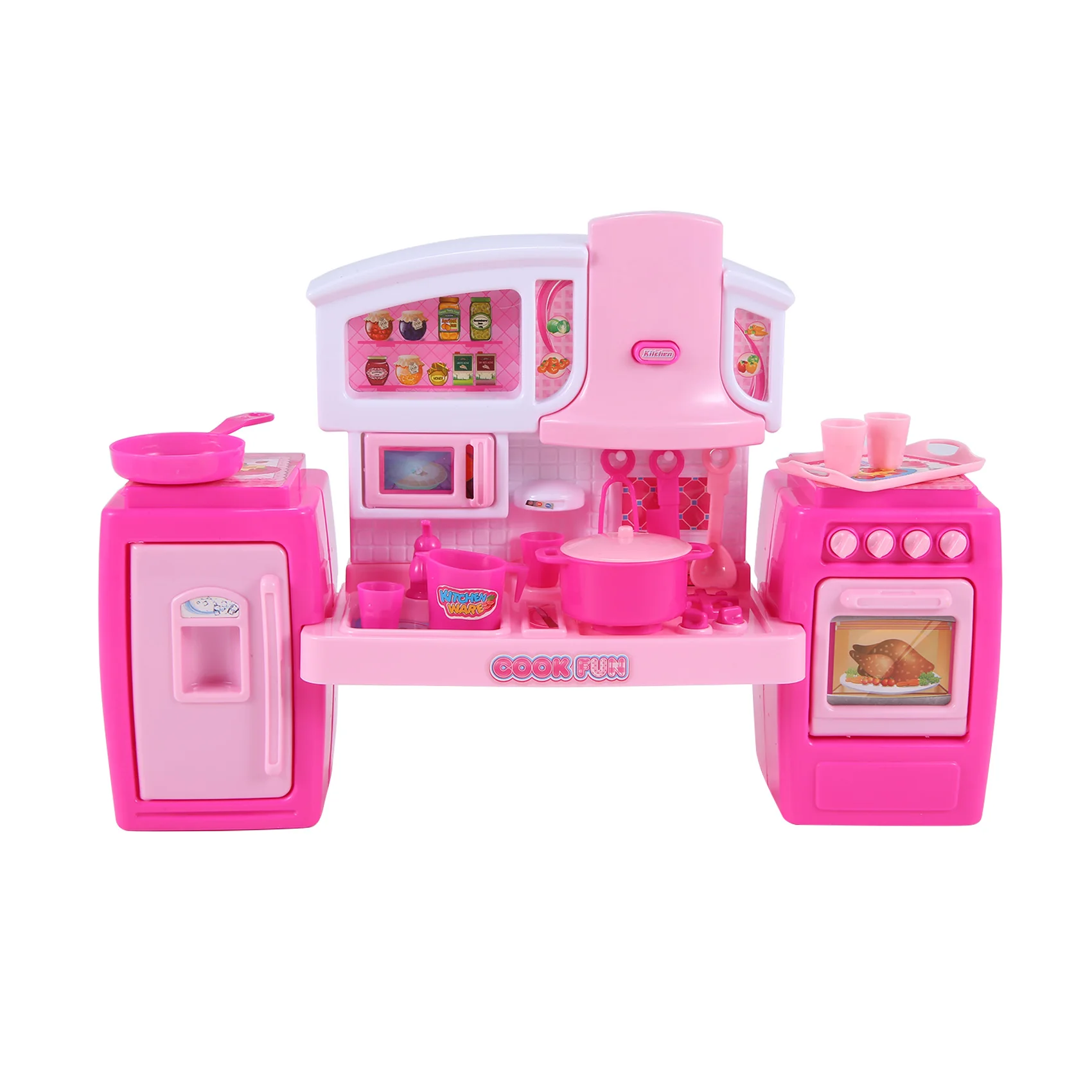 

M15KCooking Toys Set Music Pretend Accessories Kitchen Toys Set Kitchen Game Play Cooking Utensils Set for Kids - Pink