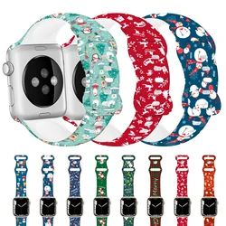 Silicone Print Band for Apple Watch Ultra 49mm Bracelet for iWatch series 8 7 41 45mm 6 5 4 se 3 40 44 42MM for Christmas Strap