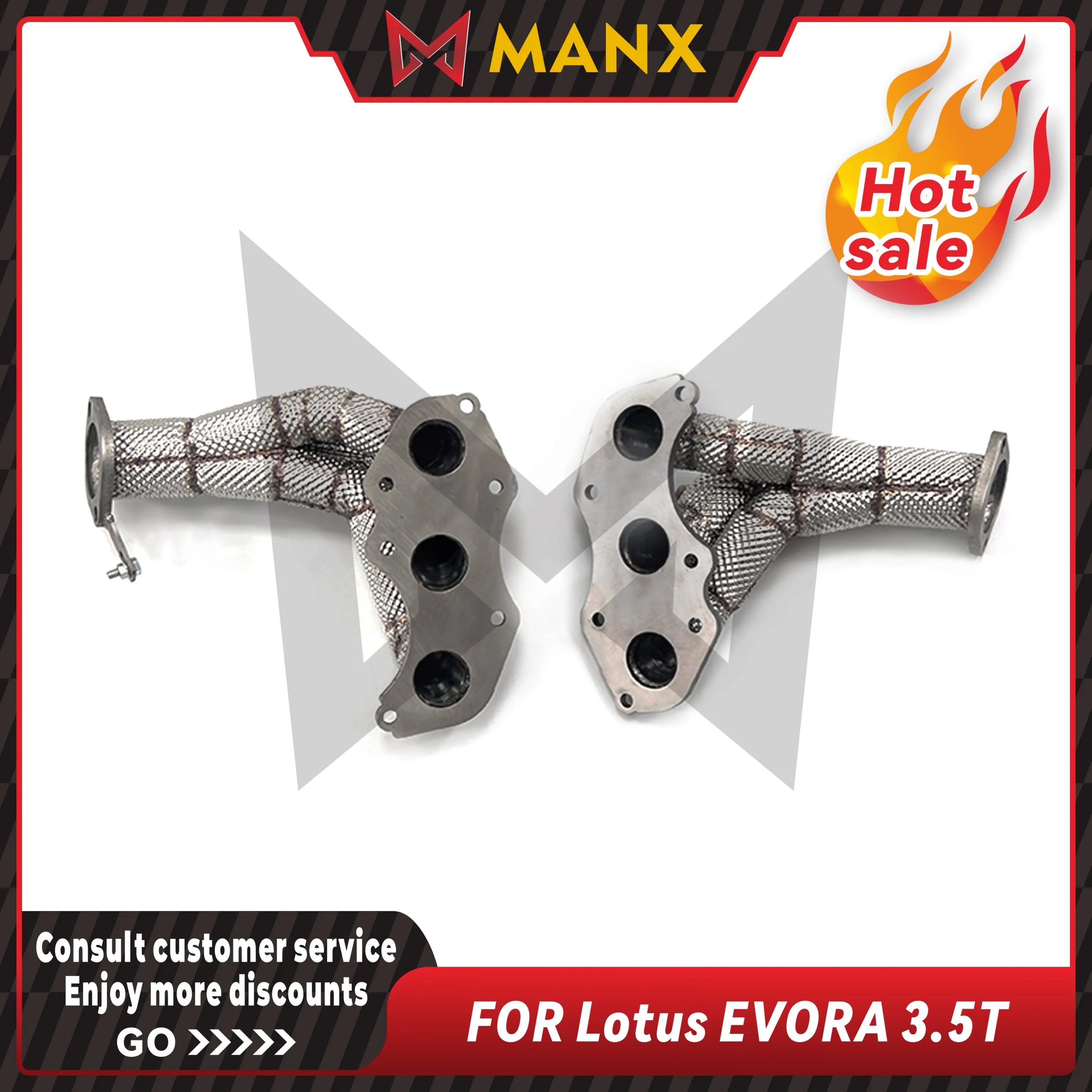 

MANX Car Exhaust system Manifold for Lotus EVORA 3.5T Header Stainless steels Performance exhaust pipe