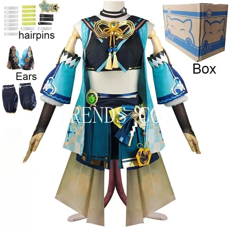 

Kirara Cosplay Costume Big Size Kirara Outfits Headwear Ears Tail Wig Kirara Express Box for Game Comic Con