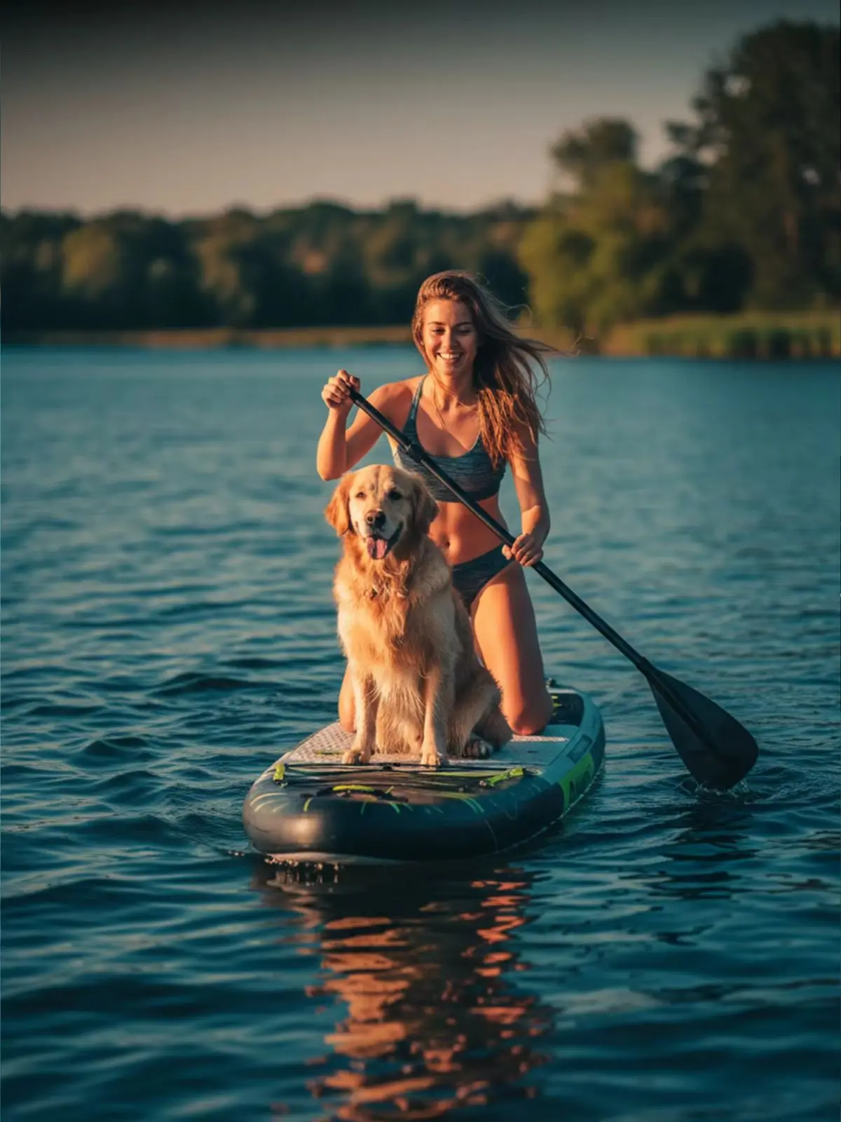 Mseasfree11'X33''X6'' Aufblasbares Paddleboard 335X84X15Cm Stabiles Stand-Up-Paddleboard Rutschfestes Surfbrett, Ausgestattet mit Pumpe, Paddel, Rucksack, Zugseil und Wasserdichter Tasche Komplettset