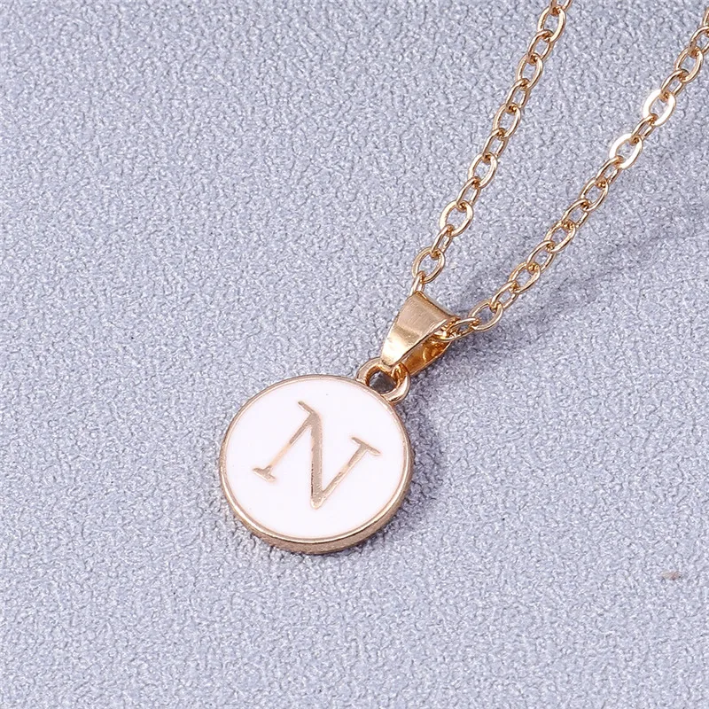 Aihua Minimalistische Initiale Emaille Weiß Schwarz A-Z Buchstaben Halskette für Frauen Alphabet Anhänger Schmuck Geburtstag Geschenke Großhandel – Detail 24