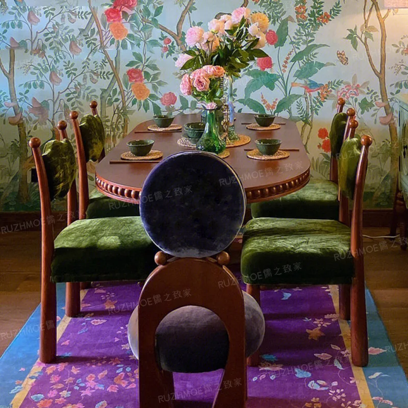 Solid wood dining table oval dining  desk round table coffee  simple