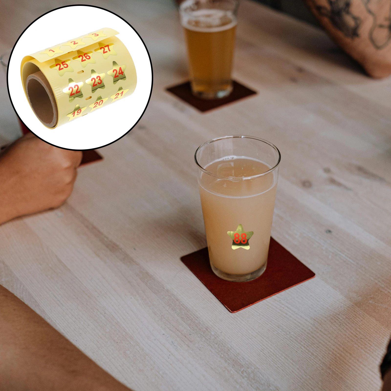 

99pcs Pentagram Wine Glass Markers Sturdy Paper Christmas Drink Identifiers Waterproof Golden Party Family Bar Use for Holiday