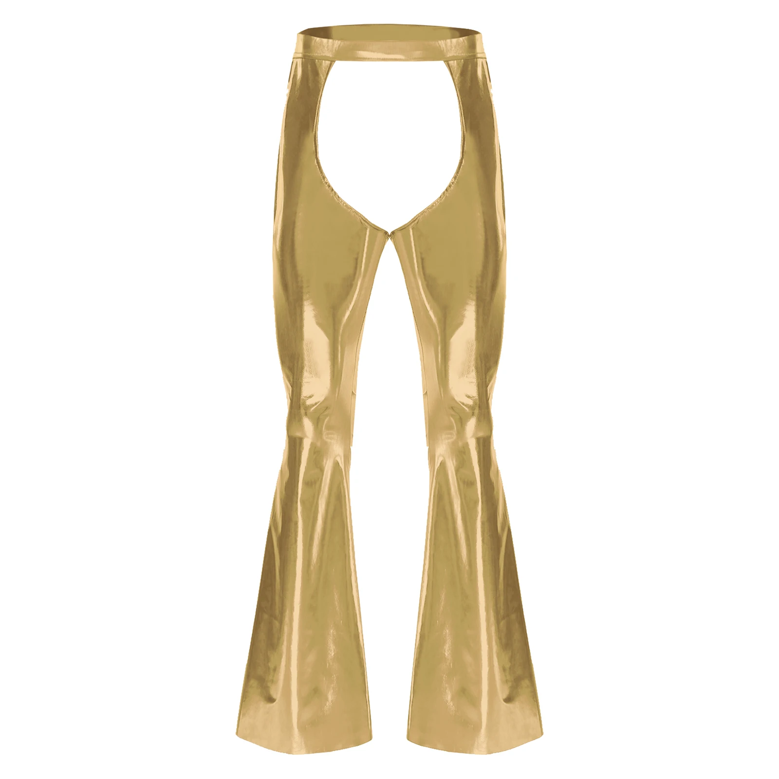 الرجال تأثيري ملحق فصول معدنية متوهج السراويل المعدنية أنيق Crotchless بنطلون للنادي حفلة مرحلة الأداء السراويل #2