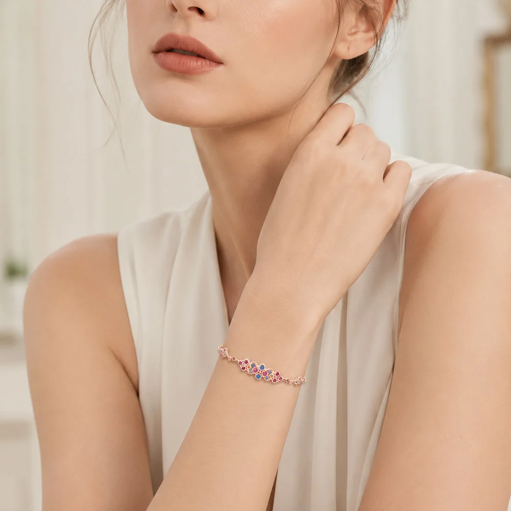 Magnificent Ornamentation Bracelets New Link Chain 925 Sterling Silver Fashion Royal Jewelry Victorian Age Gift For Women