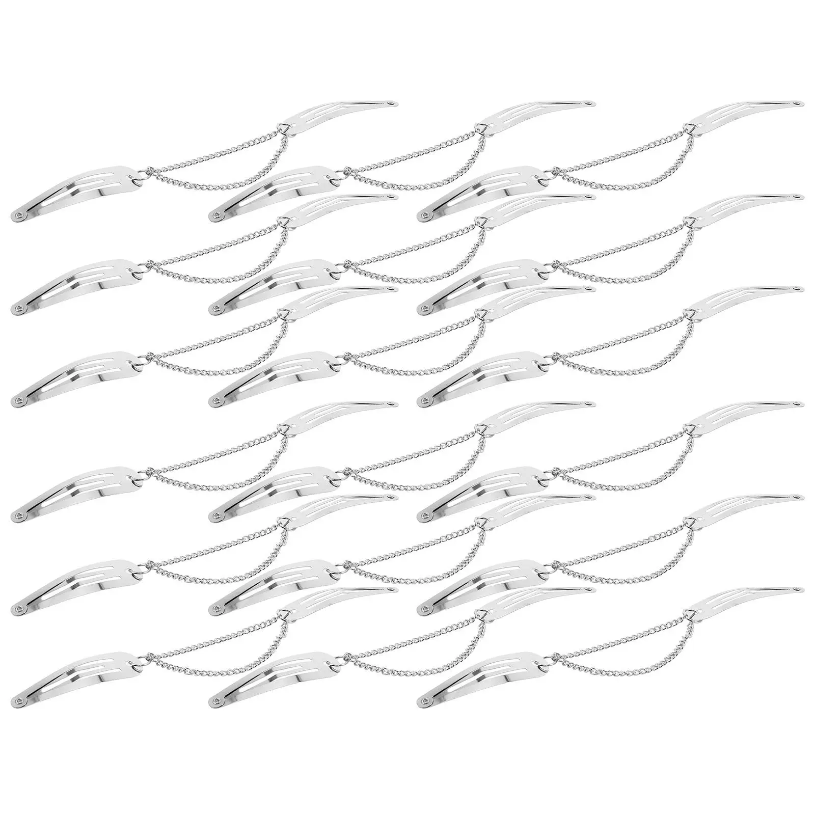 

18Pcs Punk Spike Hair Clips Metal Snap Barrette Hair Jewelry Clips Silver Chain Hairpins for Women Concert Party Styling