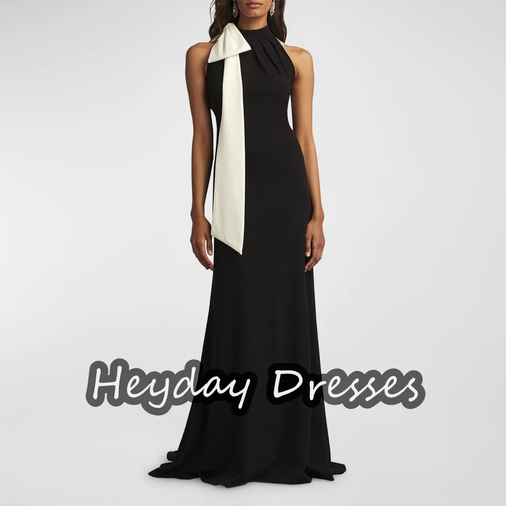 

Heyday Crepe Mermaid O-neck Pleats Saudi Simple Prom Gown Sleeveless Floor Length Elegant Evening Party Dresses For Women 2024