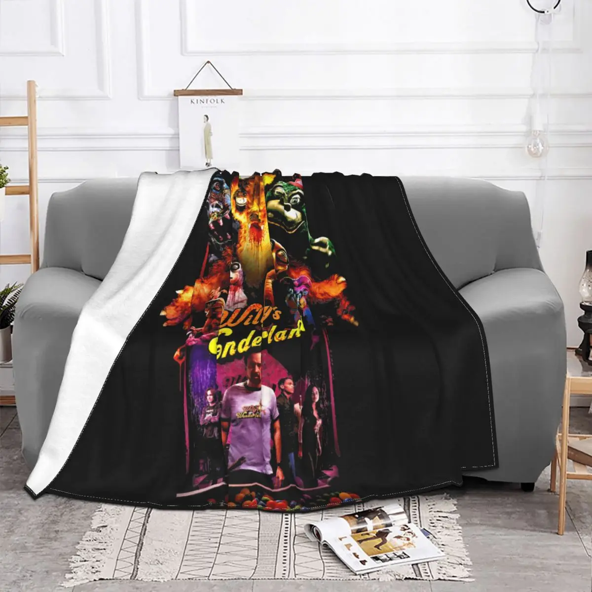 Willys Wonderland 2021 Poster Nicolas Cage Battles Animatronic Robot Blanket For Bed Super Soft Camping Blanket