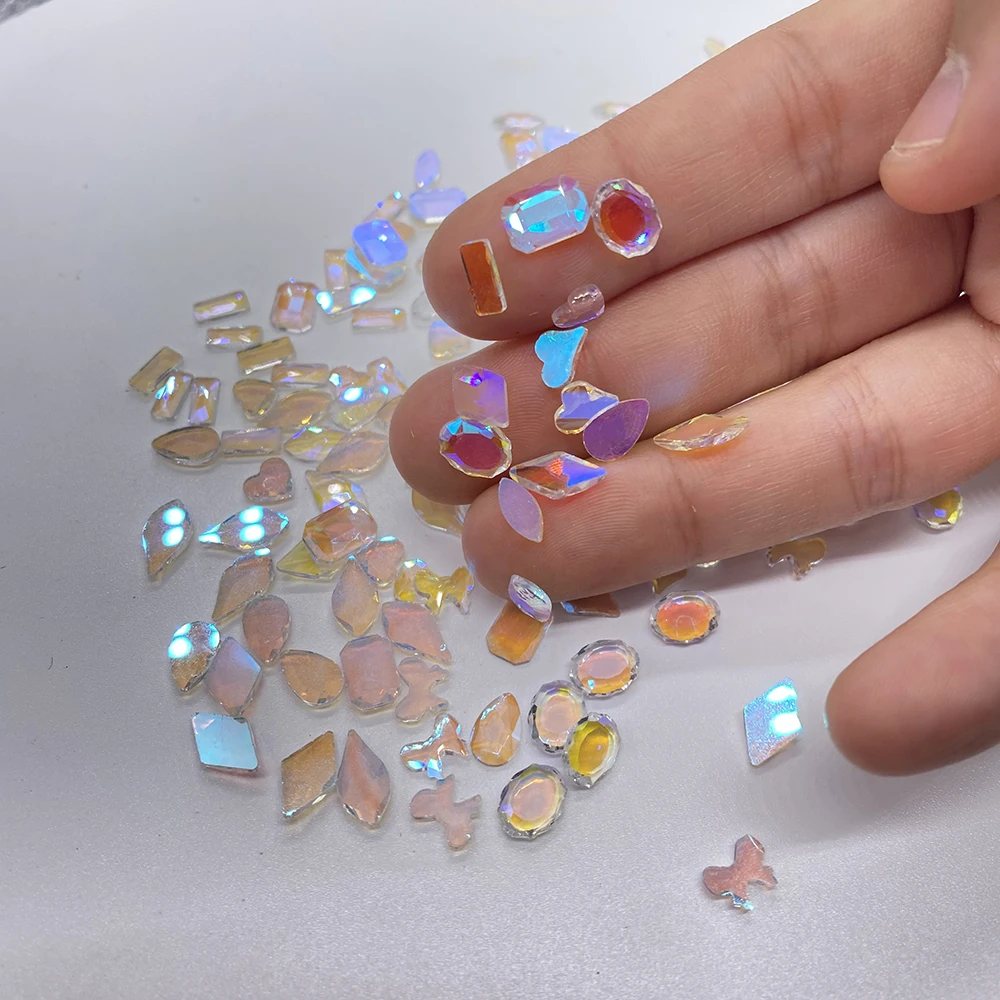 100pcs 3D Nail Art Rhinestone Adhesive Transparent Paradise Jewelry Glue On Glass Crystal Stones For DIY Crafts Dress Decoration