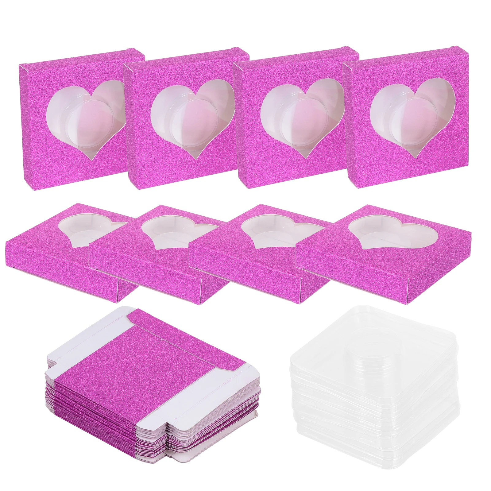 

50 Pcs Eyelash Packaging Box Laminated Paper Extensions ganizer False Glitter Lash Case Tray Holder Compact Travel Practical
