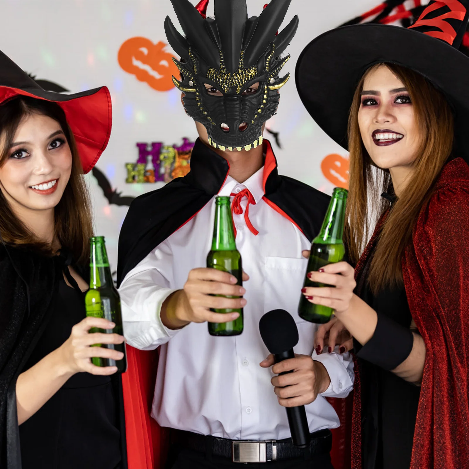 Máscara de cabeza de dragón: máscara de animal 3D realista para Halloween Cosplay mascarada fiesta Festival disfraz Unisex adultos niños