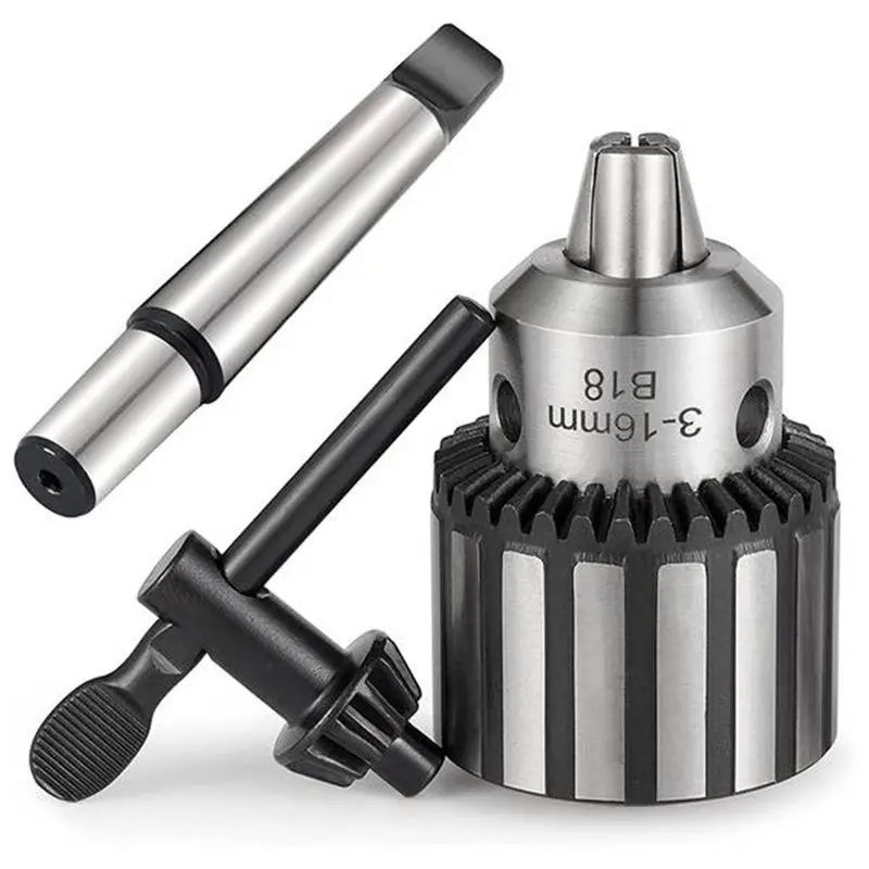 F-F 3-16Mm Drill Chuck With Key For Woodworking With Morse Taper Arbor MT2 B18 Mount 3-16Mm,Portable Drill Guide