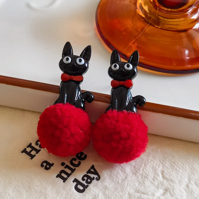 

Funny Black Kitten Earrings Girls Cute Black Cat Drop Earrings For Women Gifts Kawaii Animal Design Statement Jewelry Wholesale