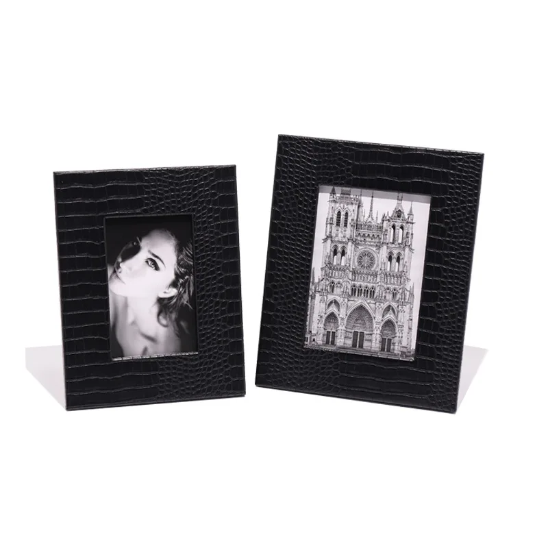 Modern Leather Picture Frame Tabletop Decoration For Family Living Room