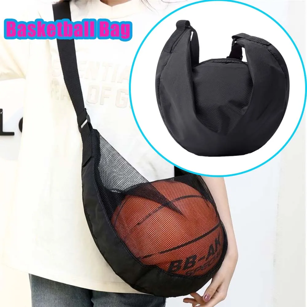 

Shoulder Crossbody Drawstring Net Bag Large Capacity Basketball Bag Sport Ball Storage for Soccer Volleyball Training