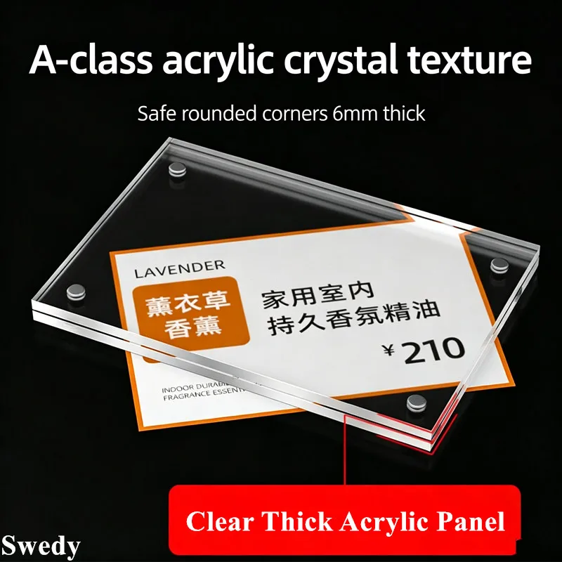 

10 Pieces 7x10cm Magnetic Acrylic Price Label Holder Tags Ticket Photo Frame Stick Price Card Sign Holder Stand