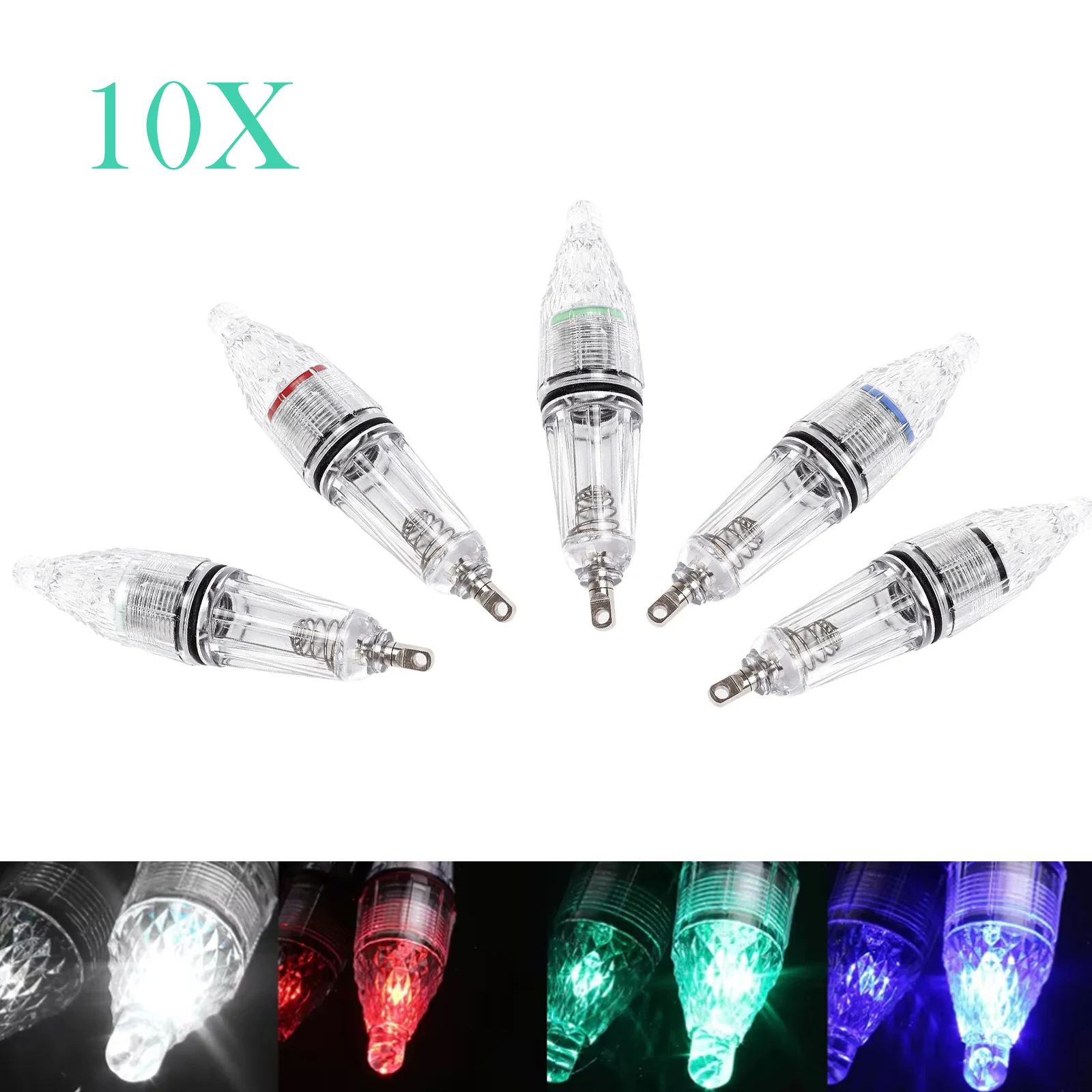 10X Deep Drop Led Fishing Light Boat Underwater Fish Lure Bait White Multicolor Flash Depth Finder Deeper Indicator Lighting