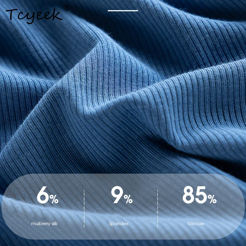 Tcyeek-Elegante maglietta in maglia da donna, seta di gelso al 6%, manica lunga, morbida e confortevole, top OL per pendolari, autunno inverno T40407QM