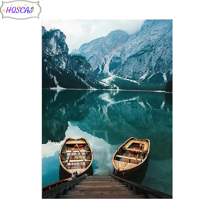 New 5D diy crystal Round diamond painting Bridge, boat, mountain DIY diamond painting embroidery Home Decor diamond mosaic gift