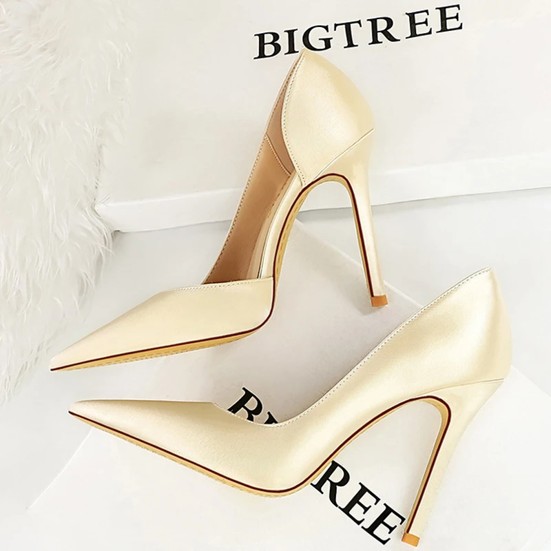 BIGTREE Shoes Women Pumps Fashion High Heels Stilettos Silks Satins Women Heels Sexy Party Shoes Large Size 34-43 Female Pumps