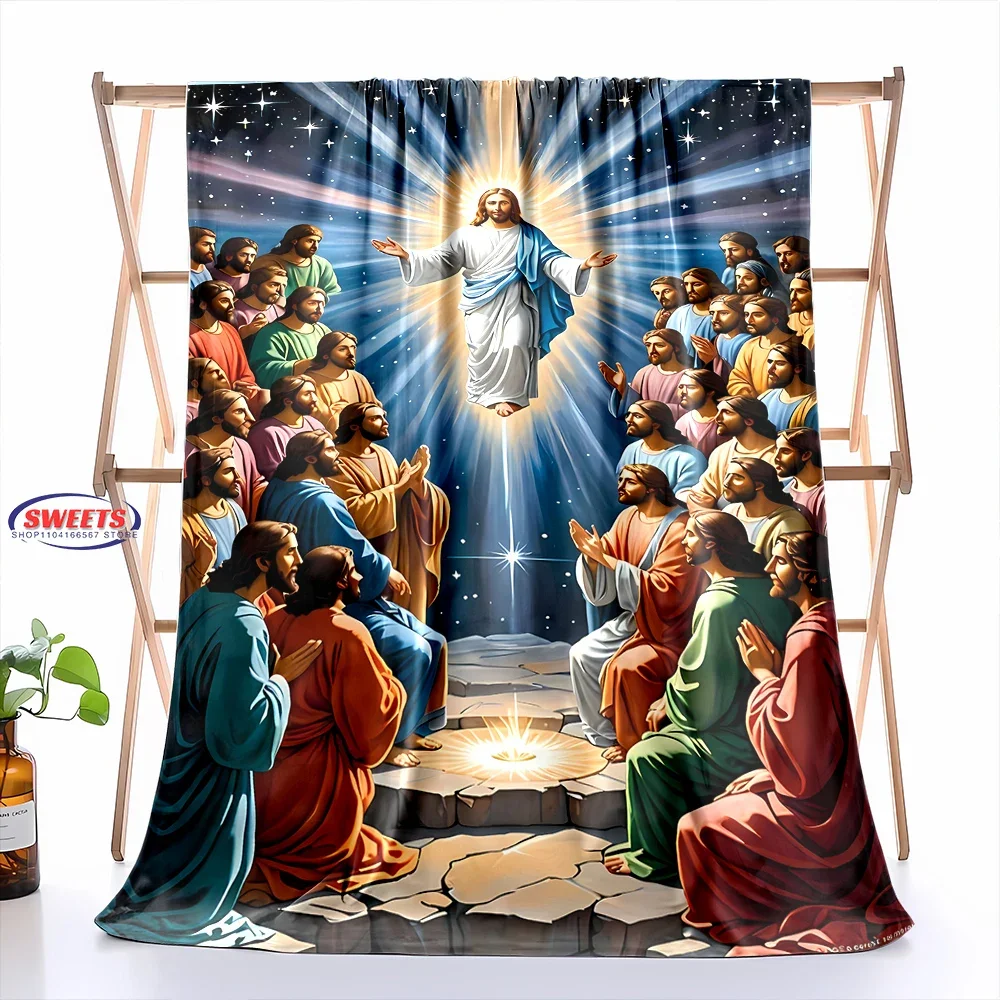 NO.2 Hot Selling Products Recommended ! Cross Jesus Blanket, Machine Washable Blanket, Home Office Nap Blanket for Four Seasons