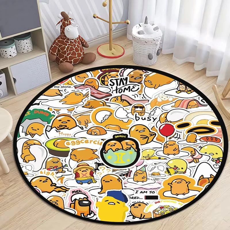 Sanrio Gudetama,Cute Cartoon Print Round Carpet.Bedroom,Balcony,Entry Door,Beb,Chair Non-slip Mat.Gift,Picnic,Home Decorat,Rug