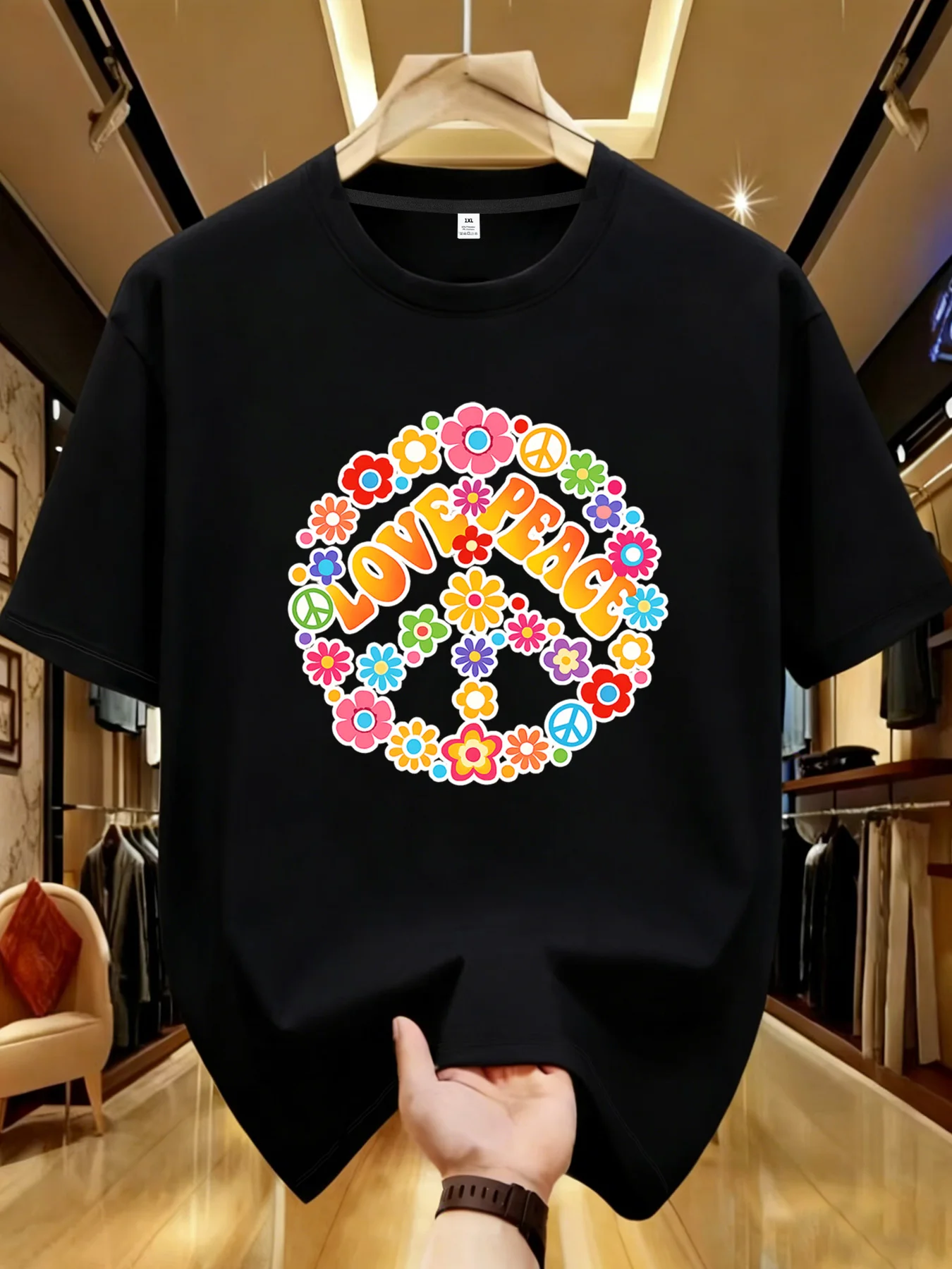 

【YJ0009】Flowers and letters Plus size women's round neck short sleeve T-shirt with elastic half sleeves and trendy prints