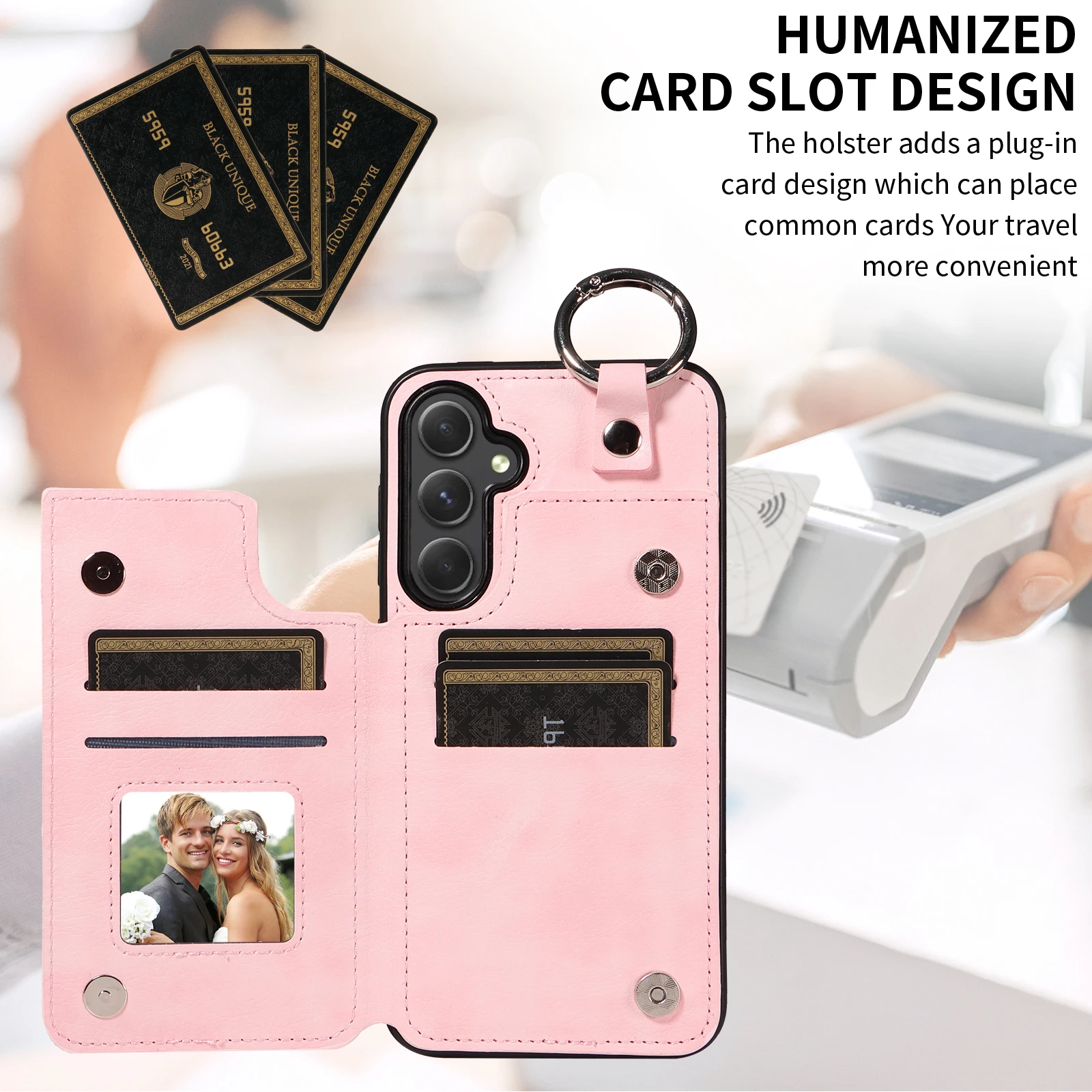 

Wristband card insertion phone protective case PU Inclusive Protective Cover for Samsung Galaxy A55 5G/A73 5G/A35 5G/A25/A23 5G