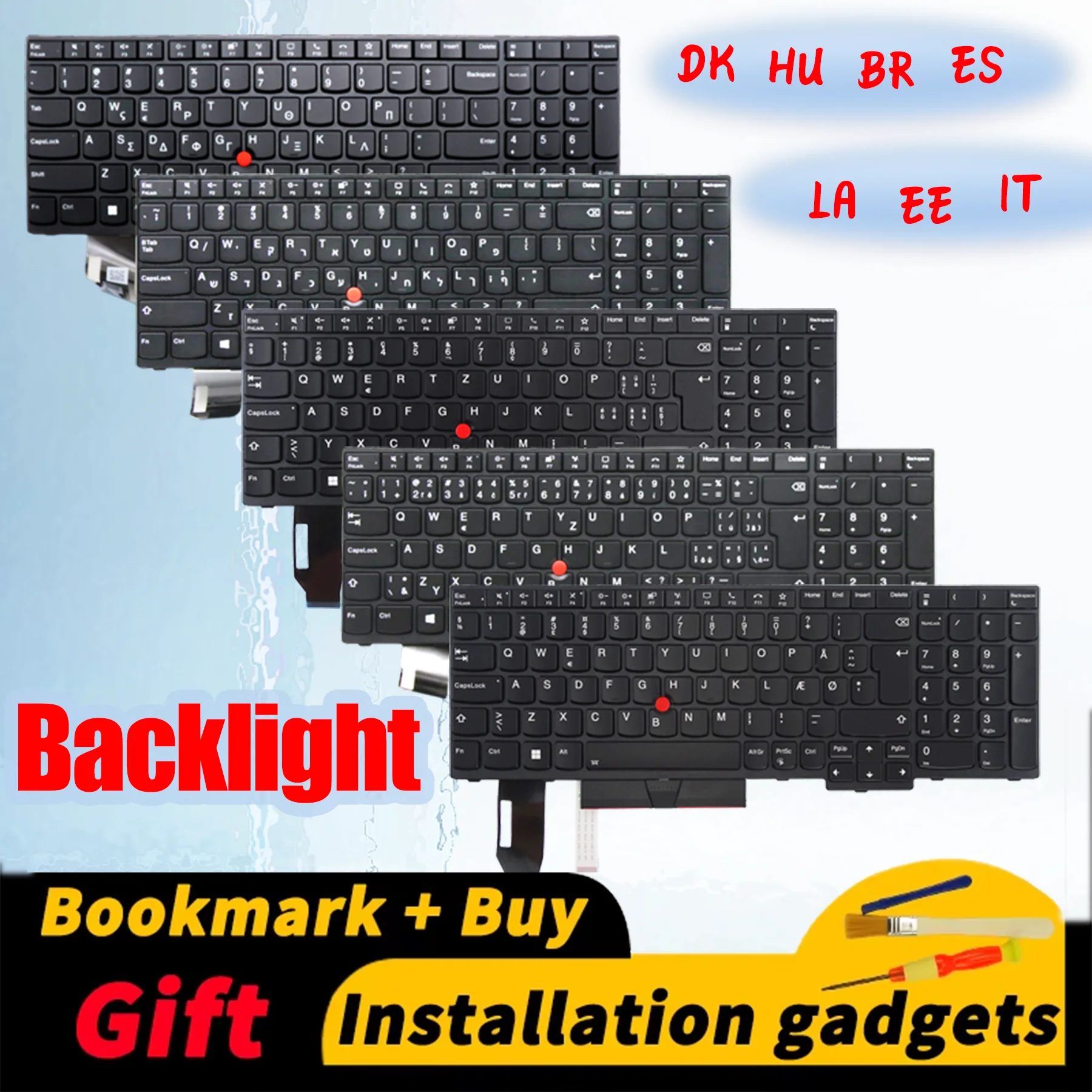 

Brazil Dansk Estonian Spanish Hungarian Italian Latin Spanish for Lenovo ThinkPad T15 Gen1 Gen2/P15S Gen1 Gen2 backlit keyboard