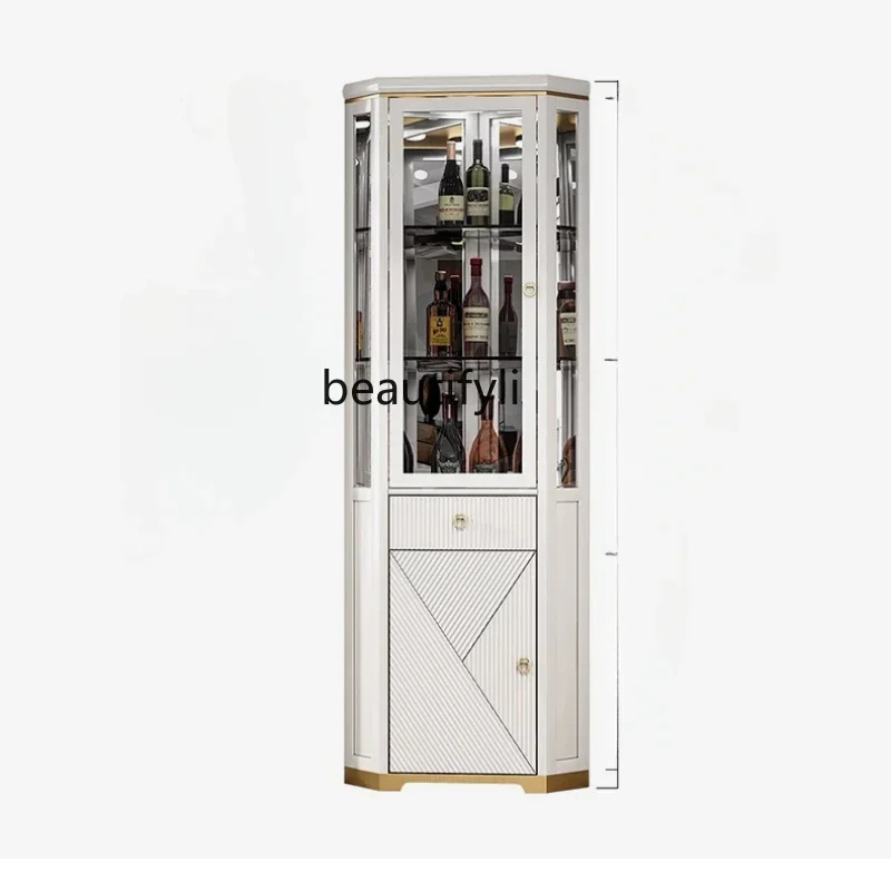 

Light Luxury Solid Wood Wine Cabinet Corner Triangle Cabinet Glass Living Room Corner Cabinet Wall Dining Room