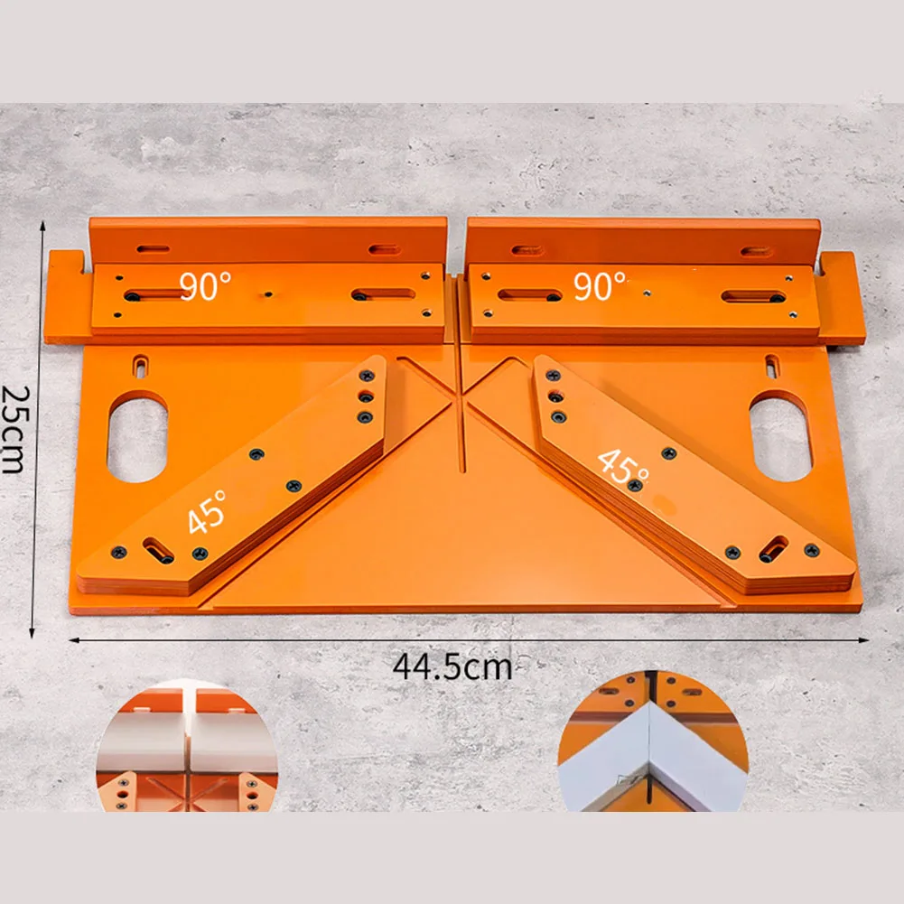 Table Saw Bottom Plate Frame Decorative Thread Cutting Guide Tool for Accurate 45 Degree Cuts and Applications