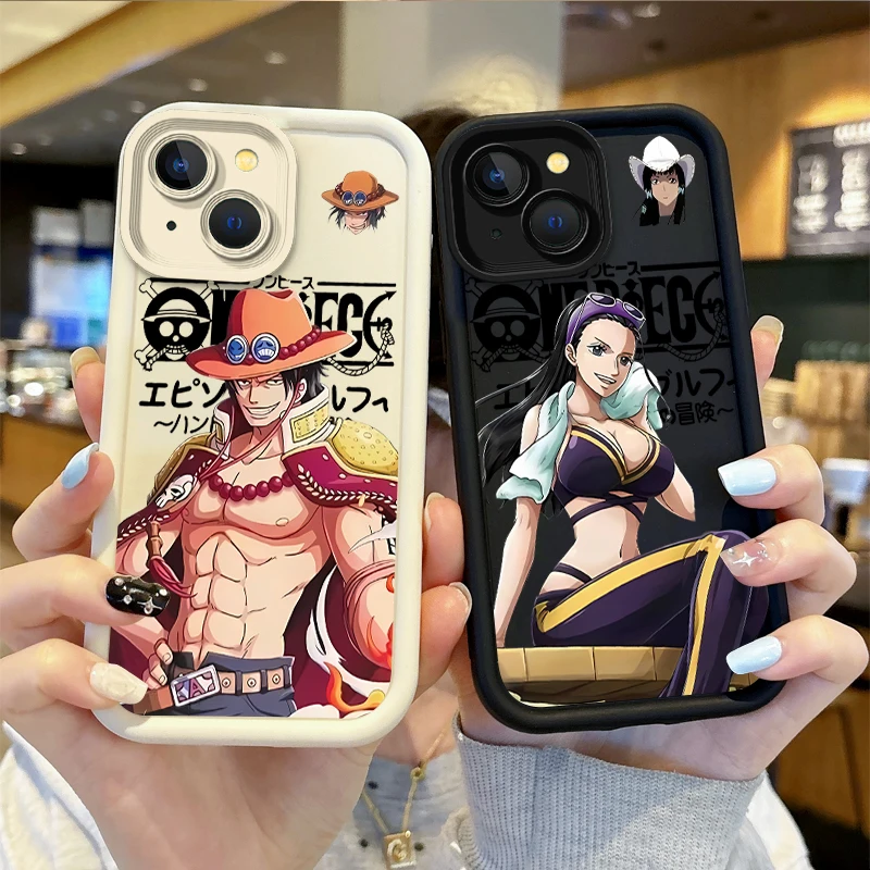 Anime O-One Pieces Robin Ace Phone Case For iPhone 16 Pro Max Case 15 14 13 12 11 Pro XR X XS Max 8 7 Soft Liquid Silicone Cover