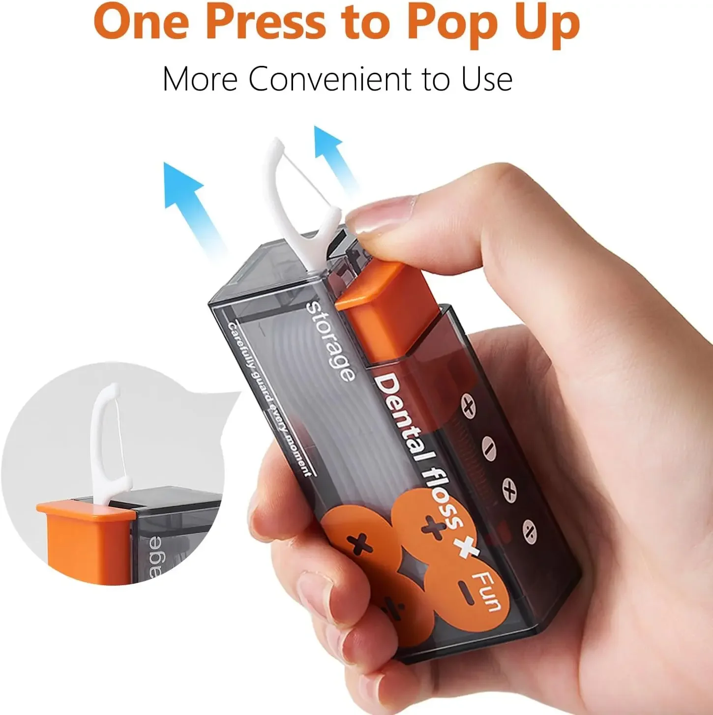 

Portable Floss Dispenser Includes Floss Automatic Ejectable Floss Organiser Oral Care Press-on Disposable Flossing tool new