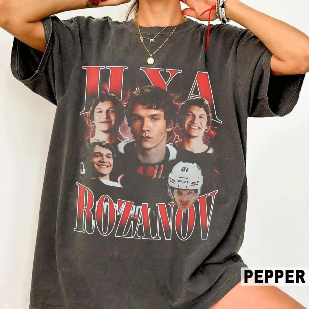 Connor Storrie Rozanov Bootleg Vintage Shirt Rozanov Tee Heated Hockey Rivalry T-Shirt Black Casual Crew Neck Cotton Unisex Tee