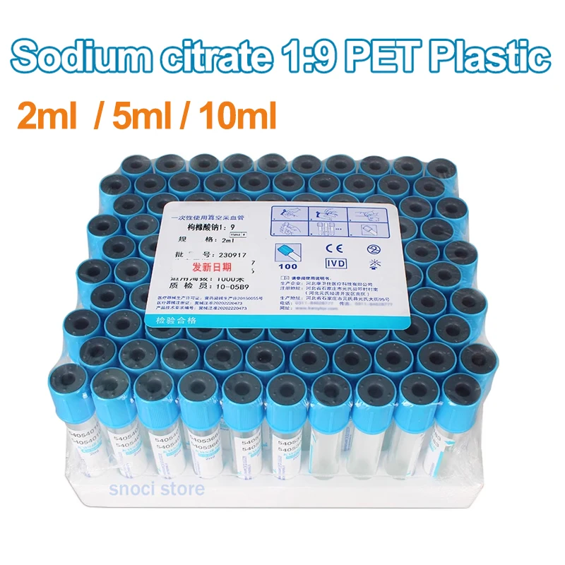 

Disposable 1：9 collection coagulation sodium citrate plastic tube sterile negative pressure vacuum blue cap anticoagulant tube