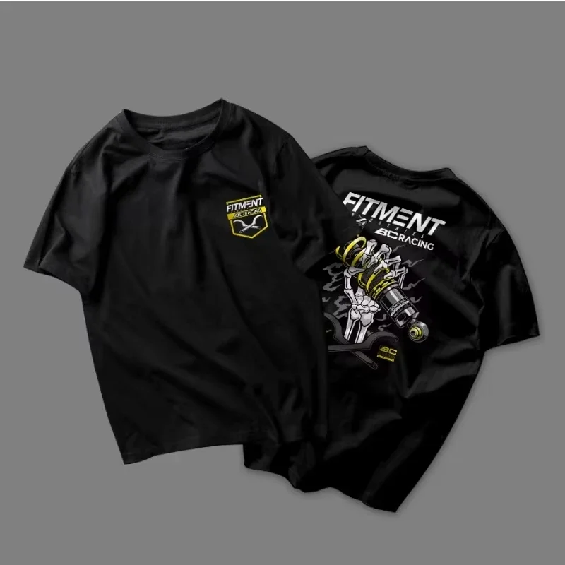 Car Modification Culture T Shirt BC Racing Skeleton Hand Personality Print Men Women Cotton Tee Short Sleeve T-shirt Summer Tops