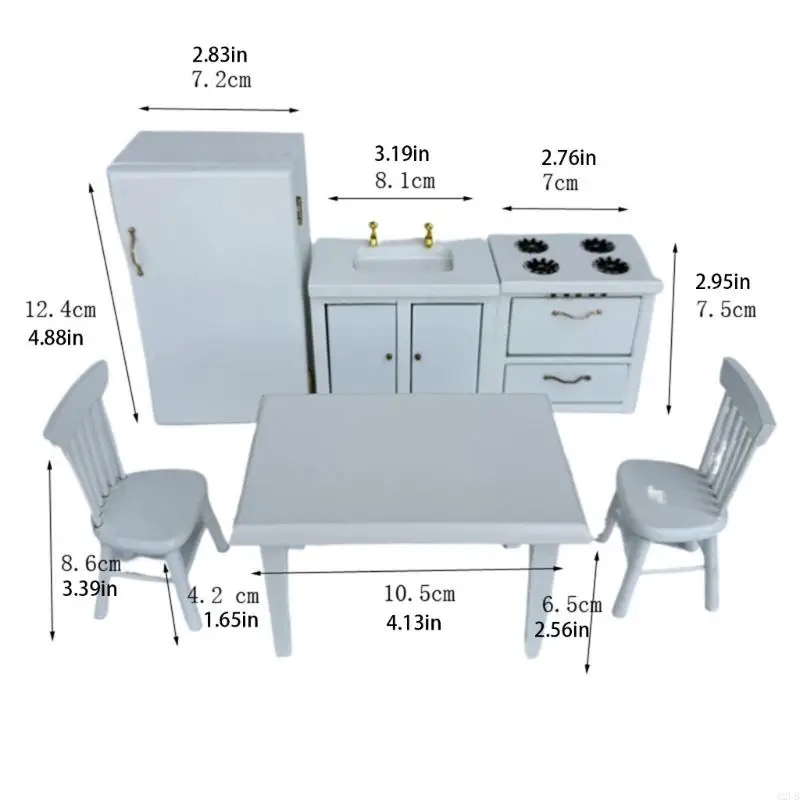 Prétendplay Kitchen Set pour 1/12 Dollhouses Scene Scene Display Furniture A2ub