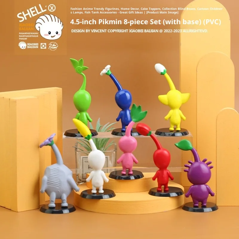 Pikmin 8-Piece PVC Action Figure Set, 3.5 inch Cute Character Collectible Toys with Base for Fans ﻿