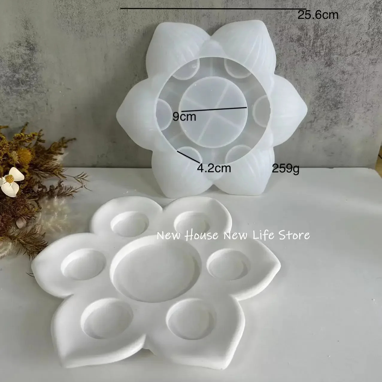 Six Holes Lotus Candlestick Silicone Mold DIY Candle Holder Gypsum Resin Mould Candle Cup Storage Tank Plaster Mold Home Decor