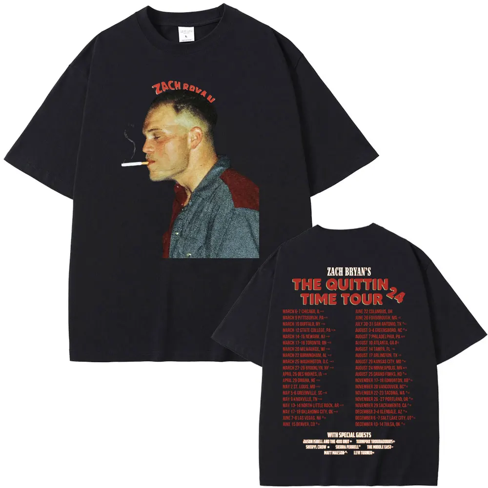 Singer Zach Bryan The Quittin Time Tour T Shirt Men Women Casual Oversized Tshirt Short Sleeve Male O-collar Pure Cotton T-shirt